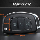 For Hyundai 3-button Folding Car Key Shell with Silver Metal Edge